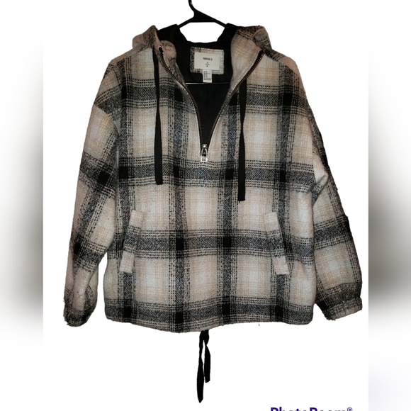 Forever 21 Women's Ivory Black Pullover Hoodie Jacket Over Sized Size Small - Picture 4 of 8